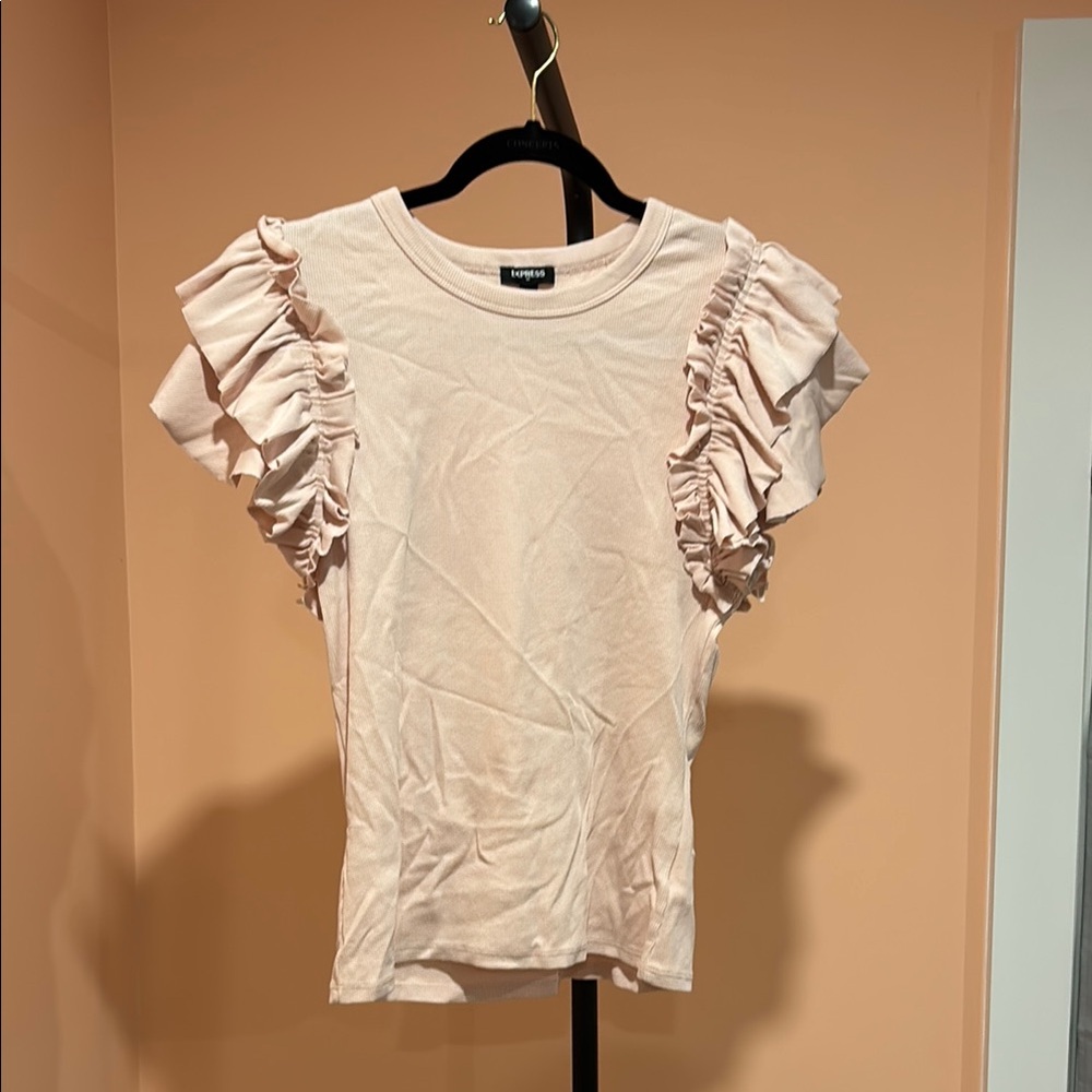 Express Blush Ruffle Sleeve Tee